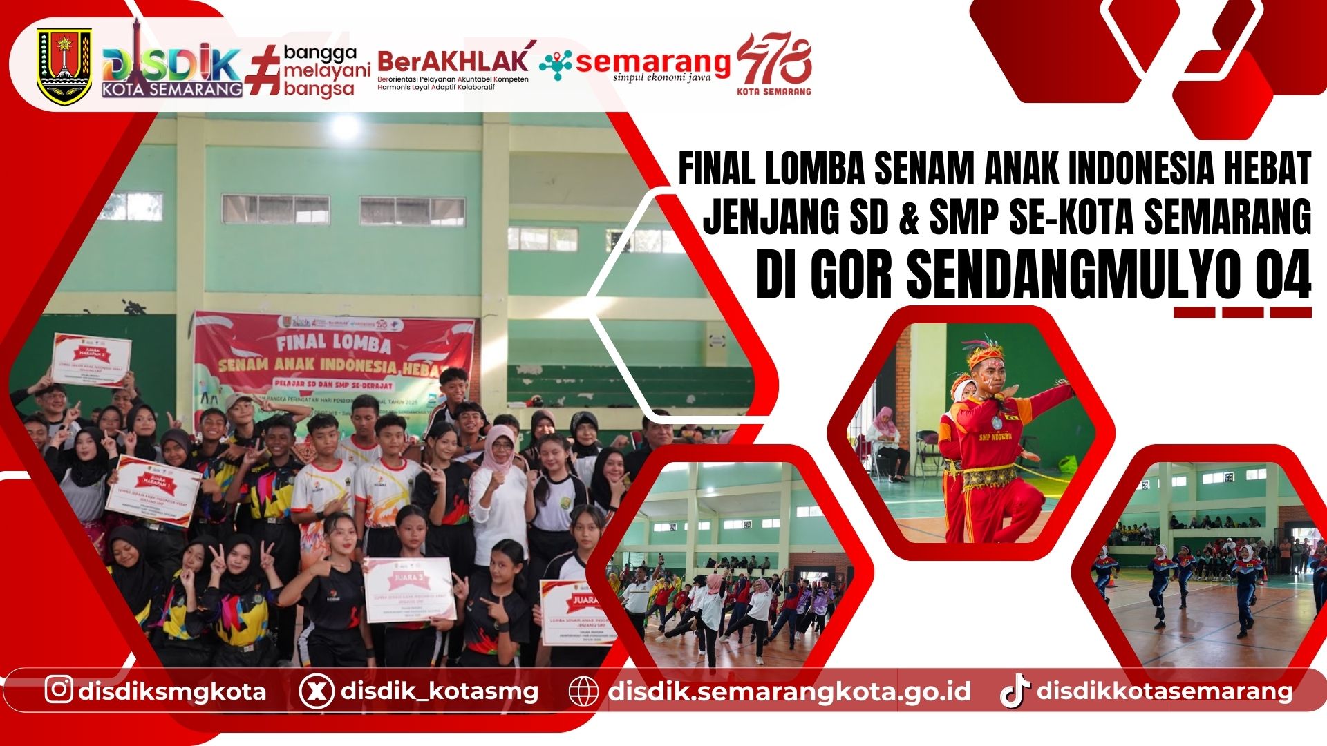 Semarak Final Lomba Senam Anak Indonesia Hebat SD & SMP se-Kota Semarang di GOR SDN Sendangmulyo 04